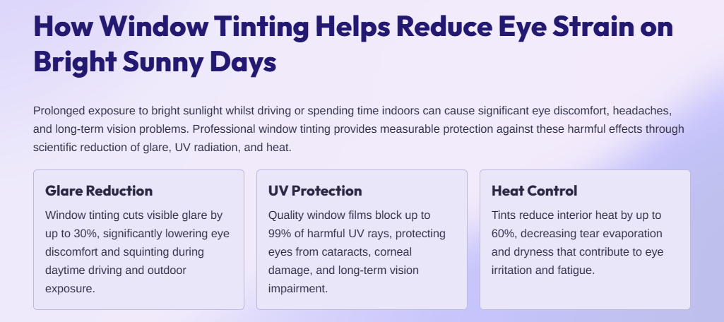 Window Tinting Helps Reduce Eye Strain on Bright Sunny Days