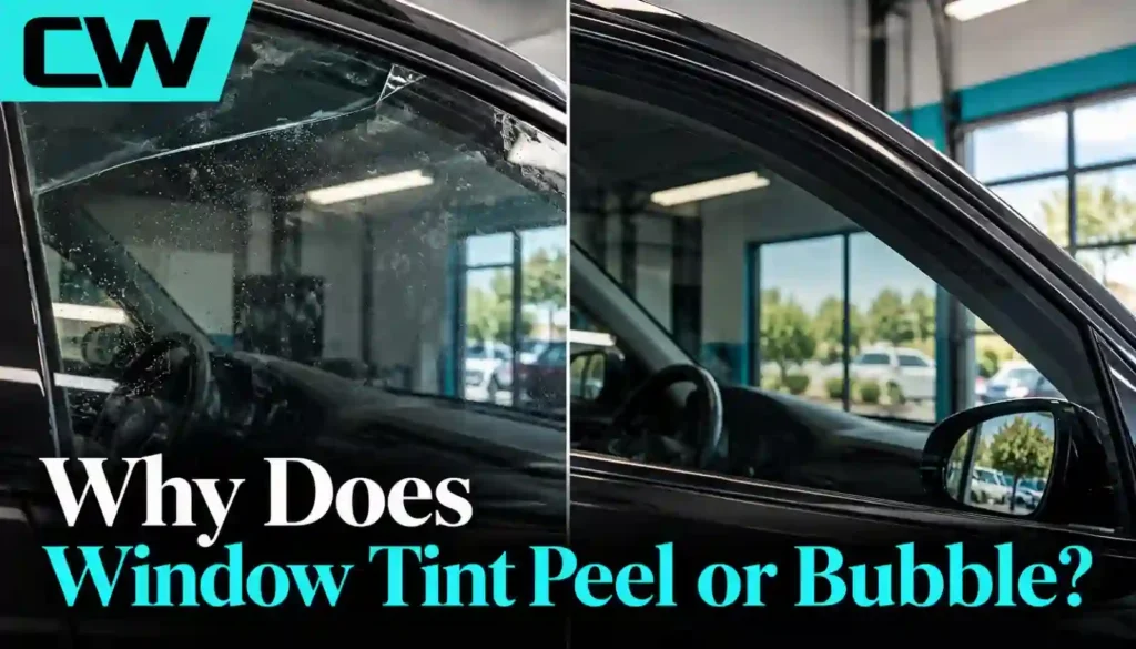 Window tint peeling and bubbling on a car window