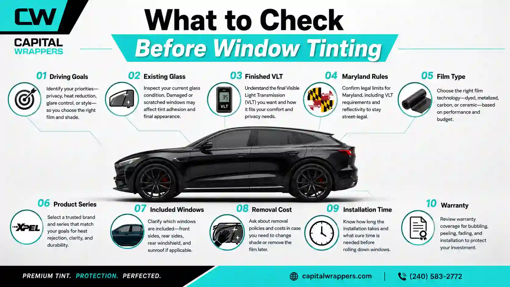 Check Before Window Tinting Rockville, MD by Capital Wrappers