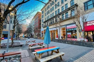 The Square at Rockville is a vibrant shopping and dining destination in Rockville, MD, offering local stores, restaurants, and a welcoming community atmosphere.